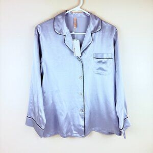 NWT SMR 100% Silk Button-Down Pajama Top L | Luxe Sleepwear Lounge Shirt Size L